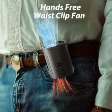 Barito Waist Fan Portable, Shirt Fan Rechargeable with 25H Battery Life, 4 Speed Powerful Belt Fan with 6600 RPM Personal Cool Clip Fan Under Shirt for Men Women Farm Work Outdoor Hiking - Beige