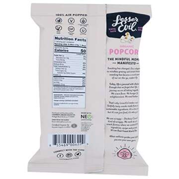 LesserEvil Organic Himalayan Pink Salt Popcorn - 8 Individually Packaged Bags