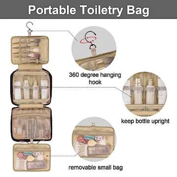 Fixwal Travel Toiletry Bag for Women and Men, Large-capacity Water-resistant Makeup Bag, Jewelry Compartment, Hanging Organizer Bag,Full-size Travel Supplies, Black