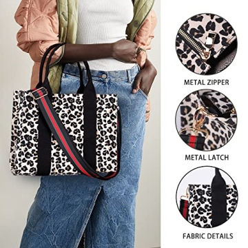Canvas Tote Bag for Women Top Handle Handbag Crossbody Tote Bag for Women Canvas Tote Bag with Zipper Trendy Shoulder Bag Everything Tote Bag with Adjustable Strap