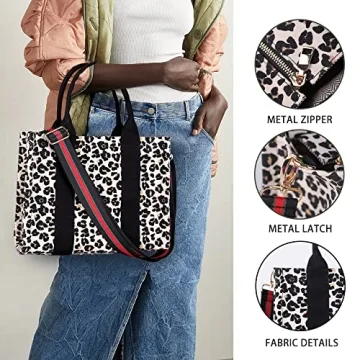 Canvas Tote Bag for Women Top Handle Handbag Crossbody Tote Bag for Women Canvas Tote Bag with Zipper Trendy Shoulder Bag Everything Tote Bag with Adjustable Strap