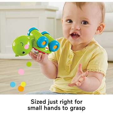 Fisher-Price Baby Crawling Toy Poppity Pop Turtle Push-Along Vehicle with Ball Popping Sounds for Infants Ages 6+ Months​