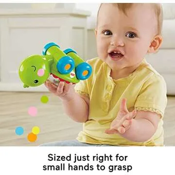 Fisher-Price Baby Crawling Toy Poppity Pop Turtle Push-Along Vehicle with Ball Popping Sounds for Infants Ages 6+ Months​