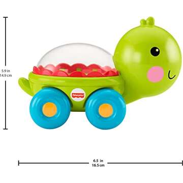 Fisher-Price Baby Crawling Toy Poppity Pop Turtle Push-Along Vehicle with Ball Popping Sounds for Infants Ages 6+ Months​