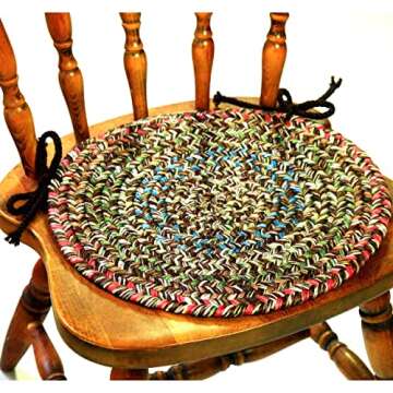 Rhody Rug Sophia SO45 Burgundy Red 15" x 15" Chair Pad Set-of-4 - Round Chair Cushion with Ties for ...