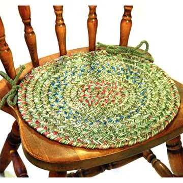 Rhody Rug Sophia SO45 Burgundy Red 15" x 15" Chair Pad Set-of-4 - Round Chair Cushion with Ties for Round Shaped Patios, Dining Room Seat - Seat Cushions, Ideal as Home Decor - Made in USA