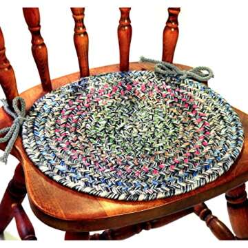 Rhody Rug Sophia SO45 Burgundy Red 15" x 15" Chair Pad Set-of-4 - Round Chair Cushion with Ties for Round Shaped Patios, Dining Room Seat - Seat Cushions, Ideal as Home Decor - Made in USA