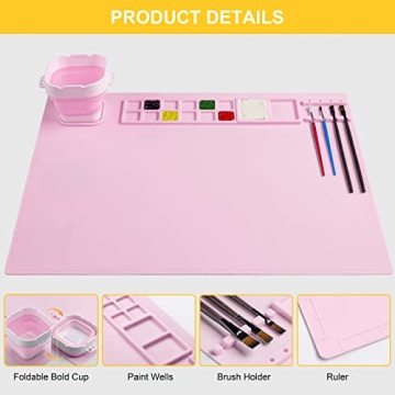 Creative Silicone Painting Mat with Brush Cleaner for Kids