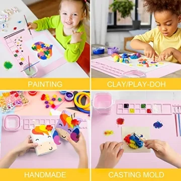 Creative Silicone Painting Mat with Brush Cleaner for Kids