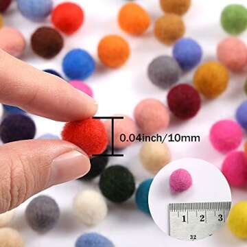 Sntieecr 120 Pieces 10mm Wool Felt Balls Mixed Colored Handmade Felted Pom Poms Wool Beads Felt Ball...
