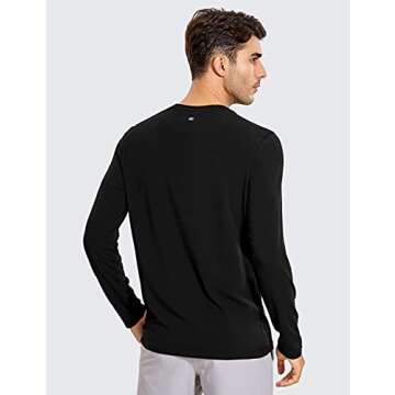 CRZ YOGA Men's Lightweight Pima Cotton Long Sleeve T-Shirts Loose Fit Fashion Casual Workout Tees Bl...