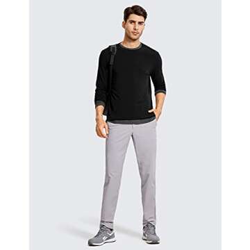 CRZ YOGA Men's Pima Cotton Long Sleeve T-Shirt - Black