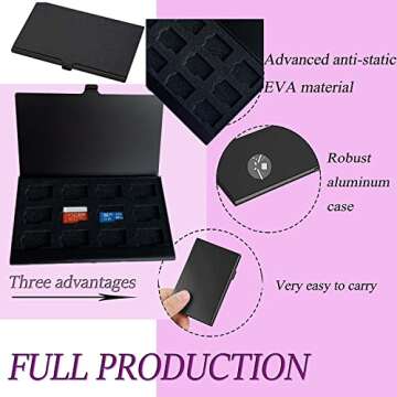 12 Slots Micro SD Card Holder, TF Card Case,Ultrathin Mini Aluminum Waterproof Memory Card Carrying Case,Rustproof Memory Card Protector Cover Storage for Micro SD/Micro SDHC/TF Cards (Black Color)