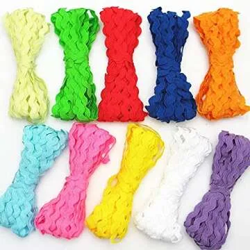 Dandan DIY 50yards Multi-Colors Wave Fringe Trim Ribbon for Crafts, Sewing & Decoration