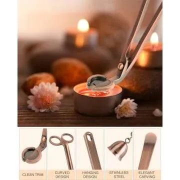 RONXS 3 in 1 Candle Accessory Set, Candle Wick Trimmer Candle Cutter, Candle Snuffer, Candle Wick Dipper with Gift Package for Candle Lover (Copper)