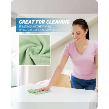 WEAWE Microfiber Cleaning Cloth-12Pcs 2100 Series Ultra Soft Highly Absorbent Rags for Cleaning, Reusable and Lint Free Cleaning Towels for Housekeeping-Machine Wash (4 Colors)