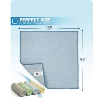 WEAWE Microfiber Cleaning Cloth-12Pcs 2100 Series Ultra Soft Highly Absorbent Rags for Cleaning, Reusable and Lint Free Cleaning Towels for Housekeeping-Machine Wash (4 Colors)