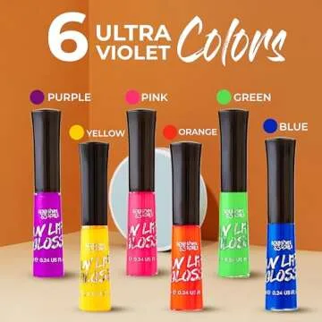 UV Blacklight Lip Gloss Variety - Vivid Colors, Long-Lasting Shine