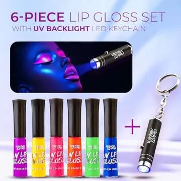 UV Blacklight Lip Gloss Variety - Vivid Colors, Long-Lasting Shine