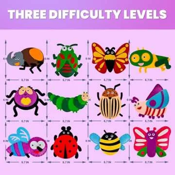 QUOKKA Kids Crafts Ages 4-8, DIY Beginner Needle and Thread Kit - 12 Bugs & Insects Sewing Kit Basic - Fun Art Crafts for Kids Ages 6-8 Girls Boys - Plastic Needles, Scissors - 6+ Year Old Girl Gifts