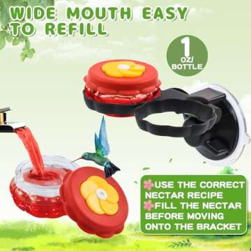 Gbekery Handheld Hummingbird Feeders (Set of 2) with Window Mount Suction Cup, New Upgraded Small Glass Hummingbird Feeder for Outdoors, Mini Window Humming Birds Feeders