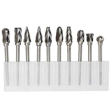 YUELUTOL 10-Piece Carbide Burr Set for Wood & Metal Cutting