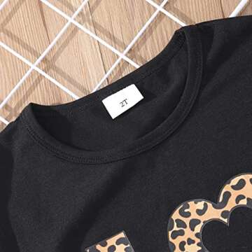 Girls Summer Outfits Two Piece Letter Print Short Sleeve Shirt Cheetah Layered Skirt Picture Day Outfits for School 6t