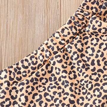 Girls Summer Outfits Two Piece Letter Print Short Sleeve Shirt Cheetah Layered Skirt Picture Day Outfits for School 6t