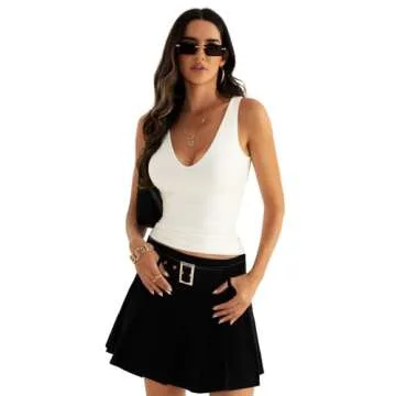 EasyGala Womens V Neck Tank Tops Sleeveless Double Lined Basic Tops Slim Fit Summer Shirts 2025 Cream White