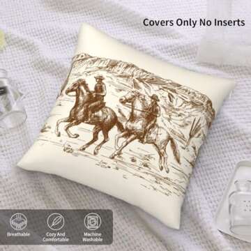 Western Throw Pillow Covers Home Decor 18x18 Inch Cute Western Decorative Pillowcase Cushion Cover for Bed Sofa Couch, 2 Sets