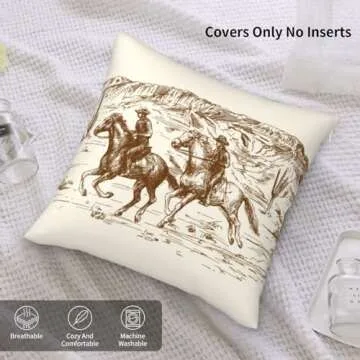 Western Throw Pillow Covers Home Decor 18x18 Inch Cute Western Decorative Pillowcase Cushion Cover for Bed Sofa Couch, 2 Sets