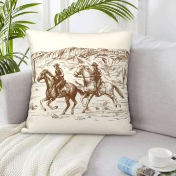 Western Throw Pillow Covers Home Decor 18x18 Inch Cute Western Decorative Pillowcase Cushion Cover for Bed Sofa Couch, 2 Sets