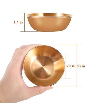 Amytalk 8 Pack 3.2inch Stainless Steel Sauce Dishes Mini Individual Saucers Bowl Round Seasoning Dis...