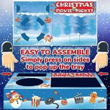 Movie Night Christmas Party Supplies (36ps) - Christmas Movie Night Snack Trays 12pcs & Christmas Popcorn Bags 24pcs - Small Christmas Decorations Indoor Home Decor & Holiday Christmas Party Favors