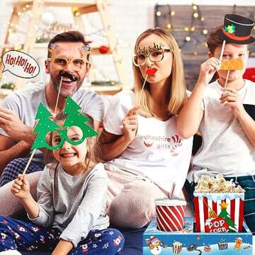 Movie Night Christmas Party Supplies (36ps) - Christmas Movie Night Snack Trays 12pcs & Christmas Popcorn Bags 24pcs - Small Christmas Decorations Indoor Home Decor & Holiday Christmas Party Favors