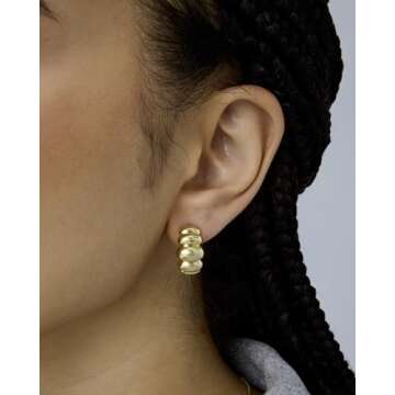 PAVOI 14K Gold Plated Stylish Hoop Earrings - Trendy Statement Jewelry