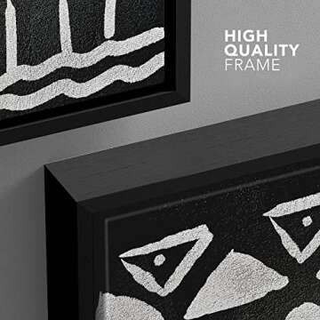 wall26 Framed Canvas Print Wall Art Geometric Arrow & Triangle Tribal Pattern Abstract Shapes Illustrations Modern Art Bohemian Black and White for Living Room, Bedroom, Office - 16"x24" Black