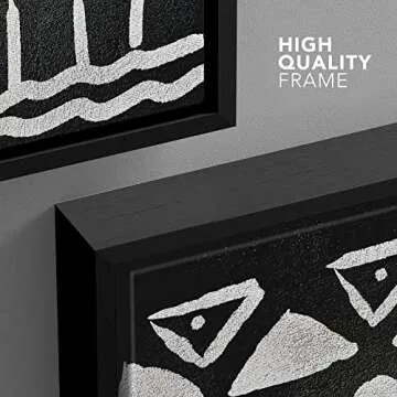 wall26 Framed Canvas Print Wall Art Geometric Arrow & Triangle Tribal Pattern Abstract Shapes Illustrations Modern Art Bohemian Black and White for Living Room, Bedroom, Office - 16"x24" Black