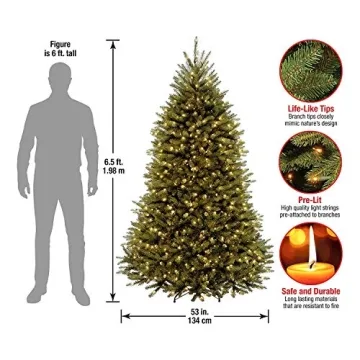 6.5ft Dunhill Fir Pre-Lit Artificial Christmas Tree White Lights