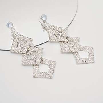 LIUJUNH Dangle Earrings for Women, Crystal Zirconia Drop Chandelier Dangling Earrings for Prom Weddi...