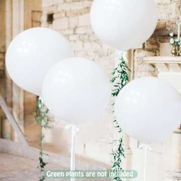 15pcs Latex Big Balloons 24 Inch White Large Balloons Giant Heavy Duty Balloons for Wedding Baby Sho...