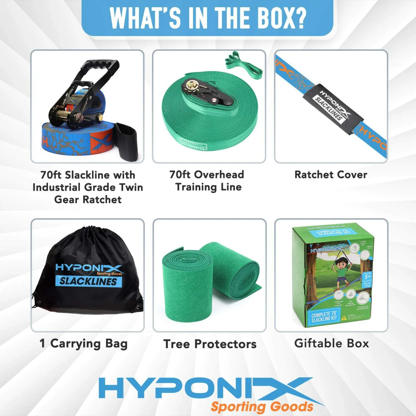 Hyponix 70' Slackline Kit for Kids & Adults