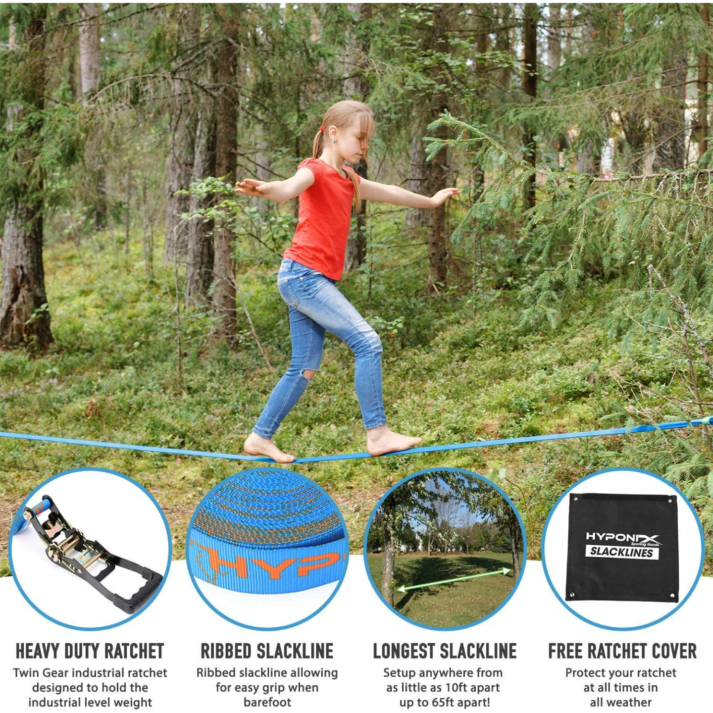 Hyponix 70' Slackline Kit for Kids & Adults