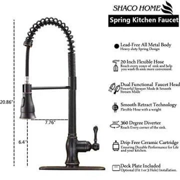 Stylish SHACO Antique Pull Down Sprayer Kitchen Faucet