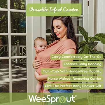 WeeSprout Baby Wrap Carrier - Perfect Baby Carrier Wrap Sling for Newborn and Infant, Enhances Baby ...