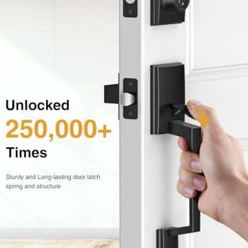 Brightify Black Front Door Handle, Matte Black Exterior Door Handle with Door Lever, Modern Front Do...