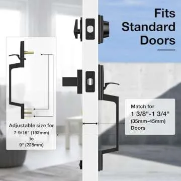 Brightify Black Front Door Handle, Matte Black Exterior Door Handle with Door Lever, Modern Front Door Lock Set, Adjustable Deadbolt with Single Cylinder, Reversible for Right&Left