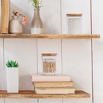 BKYFPQ 2 Pack Glass Qtip Holders with Bamboo Lids