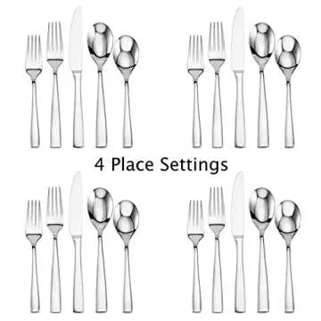 Mikasa, Delano Flatware Service for 4, 20 Piece Set, 18/0 Stainless Steel Silverware Set