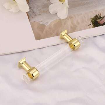 3-3/4'' Clear Drawer Pull Gold Acrylic Cabinet Handle,Kitchen Cabinet Pulls Modern T Bar Crystal Handle Dresser Pull Furniture Hardware